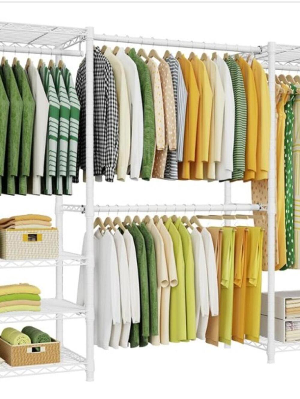 6 Tier Freestanding Adjustable Heavy Duty Closet Garment Rack-White